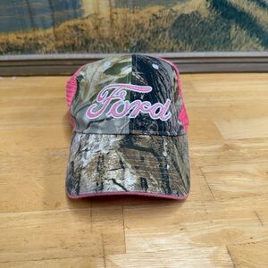 Ford Pink and Camo baseball style Cap, infinity, mesh back, Ford trademark